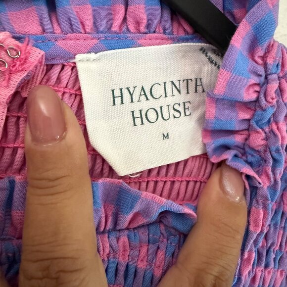 Tuckernuck Hyacinth House Ruby Textured Gingham Peplum Blouse Womens Medium - Picture 3 of 6